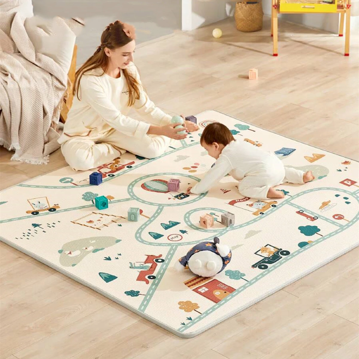 

Baby Play Mat Waterproof EPE Soft Floor Playmat Foldable Crawling Carpet Kid Game Activity Rug Folding Blanket Educational Toys