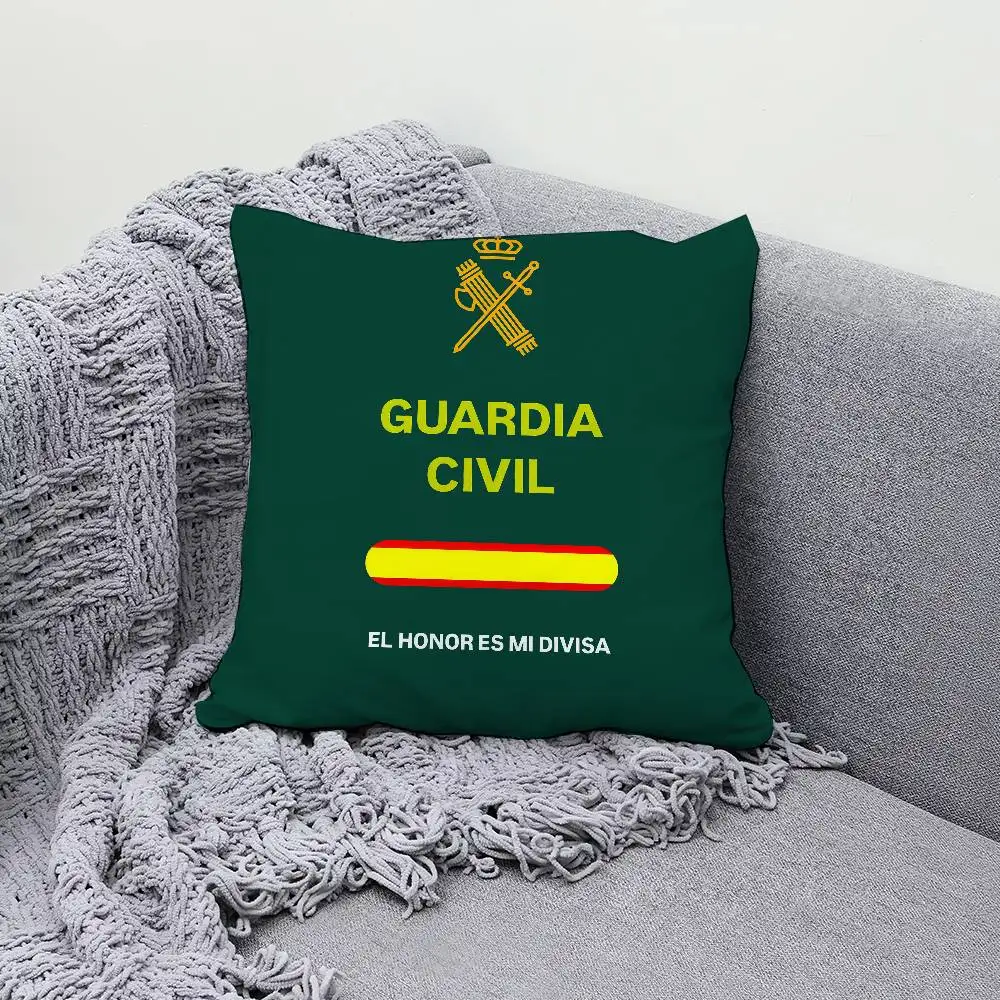 Spanish Guard Civil Emblem 30x30cm 45x45cm Pillow Case Decor Protective Covers Comfortable Soft For Sofa Living Room Home Office