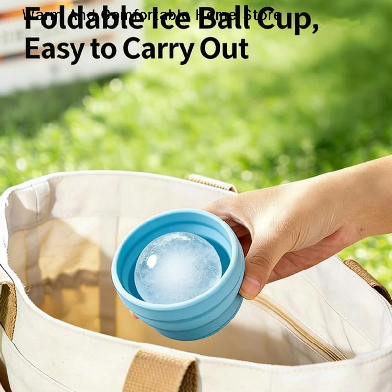 【SE】New Portable Foldable Ice Ball Cup With Built-in Straw Food-Grade Silicone Ice Maker Mold Summer Outdoor Travel Tumbler