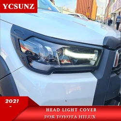 ABS Headlight Cover Car Accessories For Toyota Hilux 2021 2022 2023 4x4 Head Light Exterior Parts Double Cabin YCSUNZ