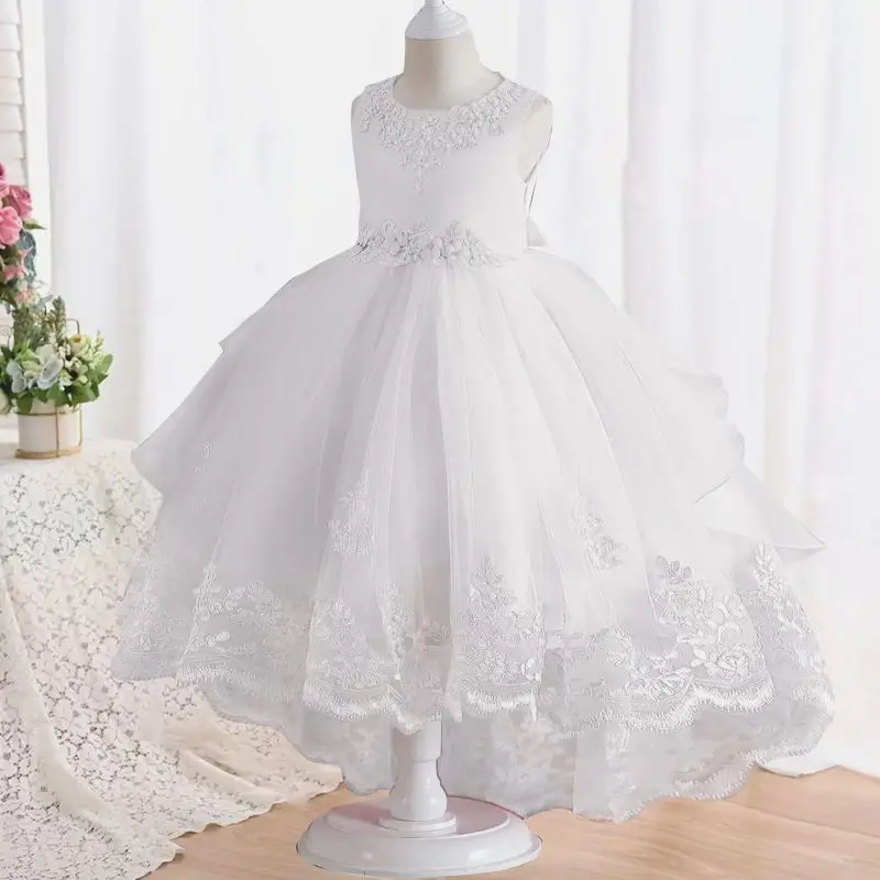 Kinder kleid Mädchen offener Rücken Spitzen rock Blumen mädchen modisches Hochzeits kleid Brautjungfer kleid Abschluss fotos Kostüme