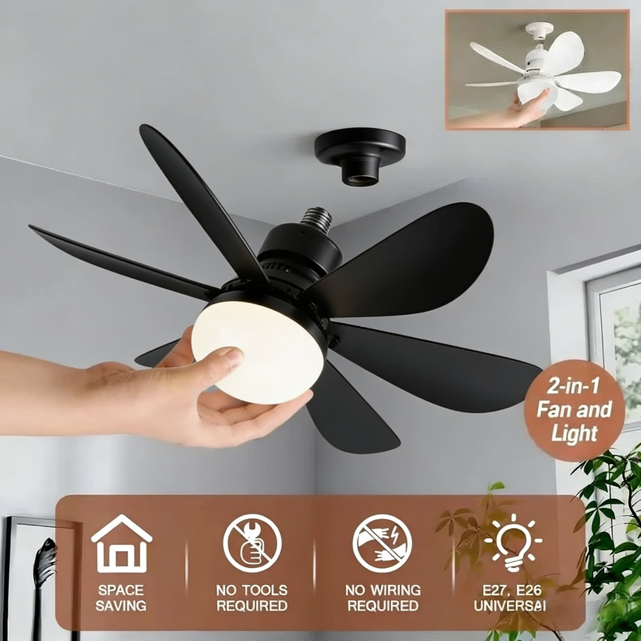 30W /40W Multifunctional Flower Shaped Ceiling Fan Light with Remote Dimming Function Suitable for Living Room Study ＆ Home Use