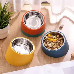 Anti Rollover Dog Feeder New Stainless Steel Large Capacity Pet Bowl Sturdy Anti Overturning Neck Protection Bowl