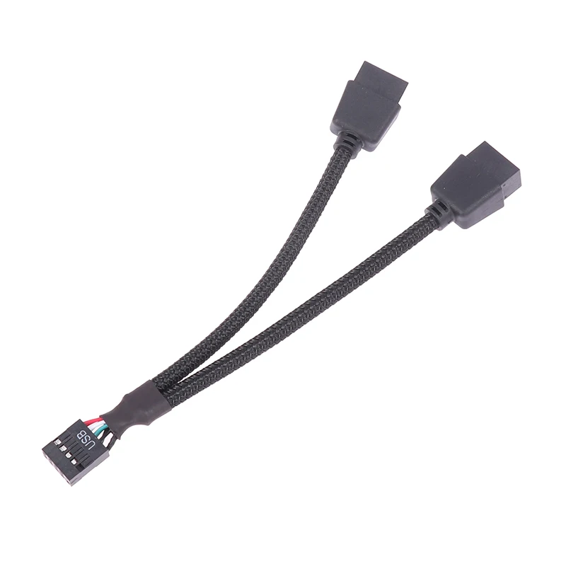 1pc placa-mãe do computador cabo de extensão usb 9 pinos 1 fêmea para 2 macho y divisor áudio hd cabo de extensão para pc diy 15cm