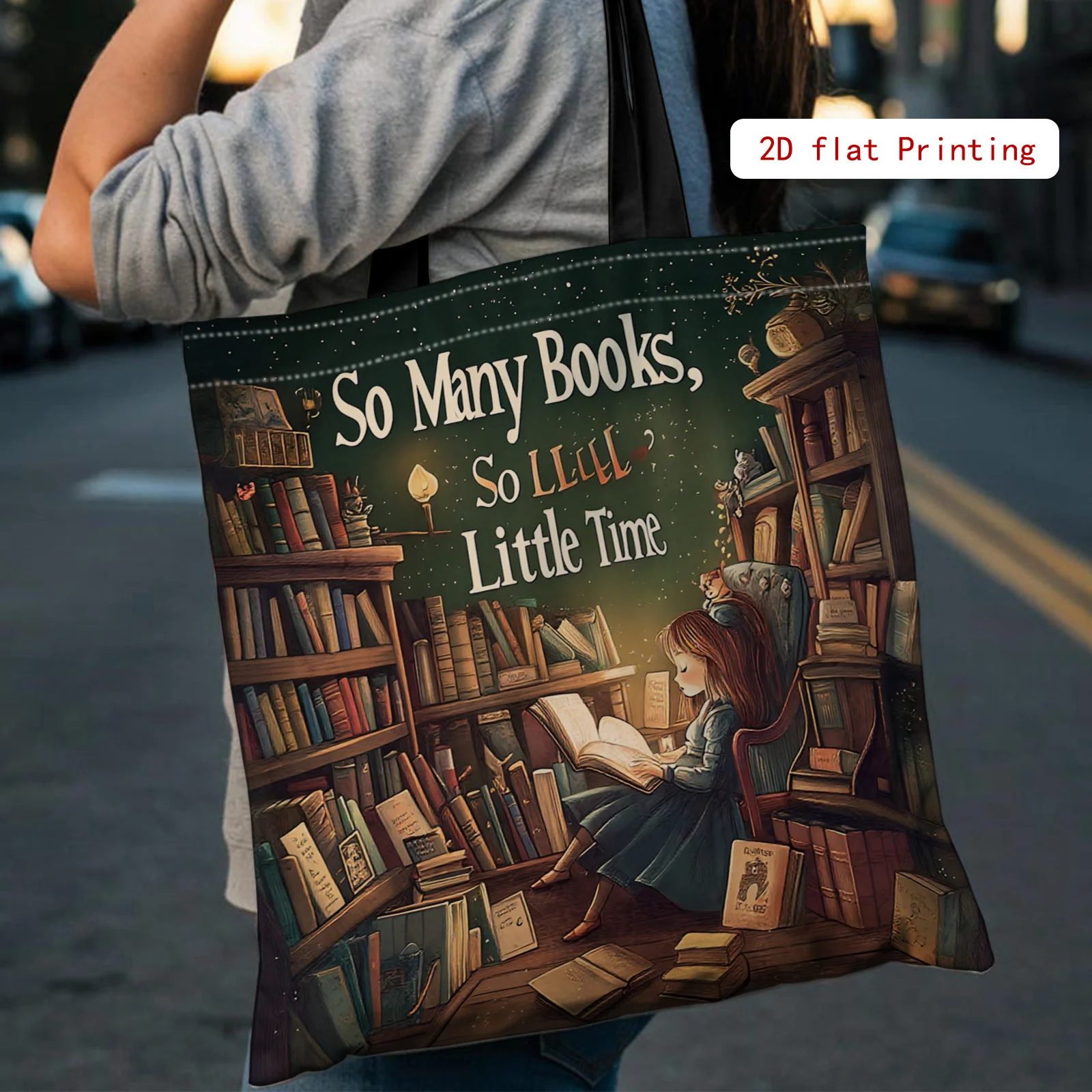 

Bookish World, Book Print Tote Bag with Large Capacity Shoulder Strap for Women - Fashionable Handbag Suitable for Shopping