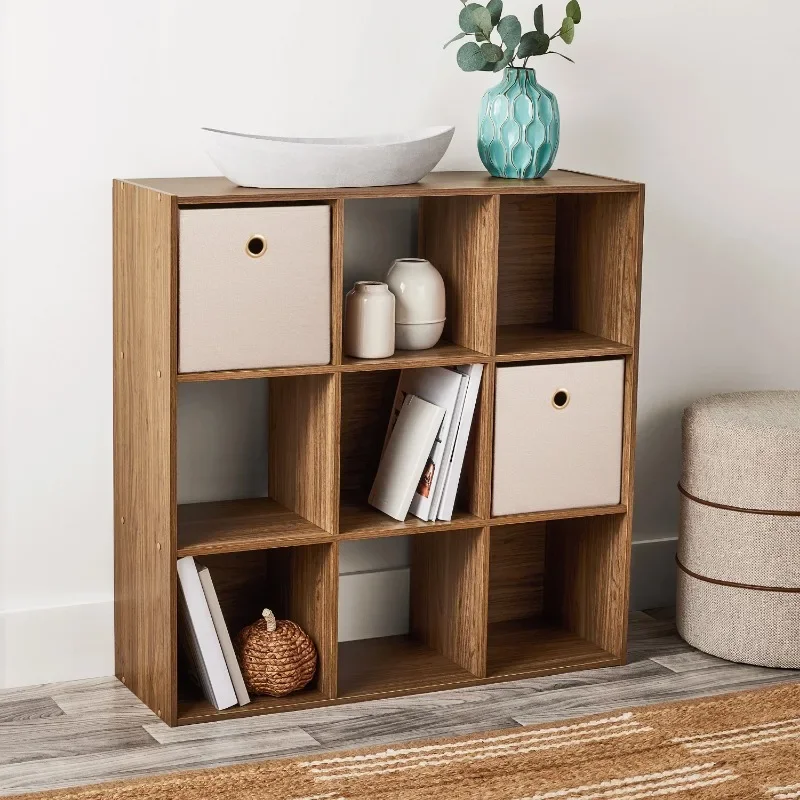 

New Upgrade 11" 9-Cube Storage Organizer, Warm Walnut