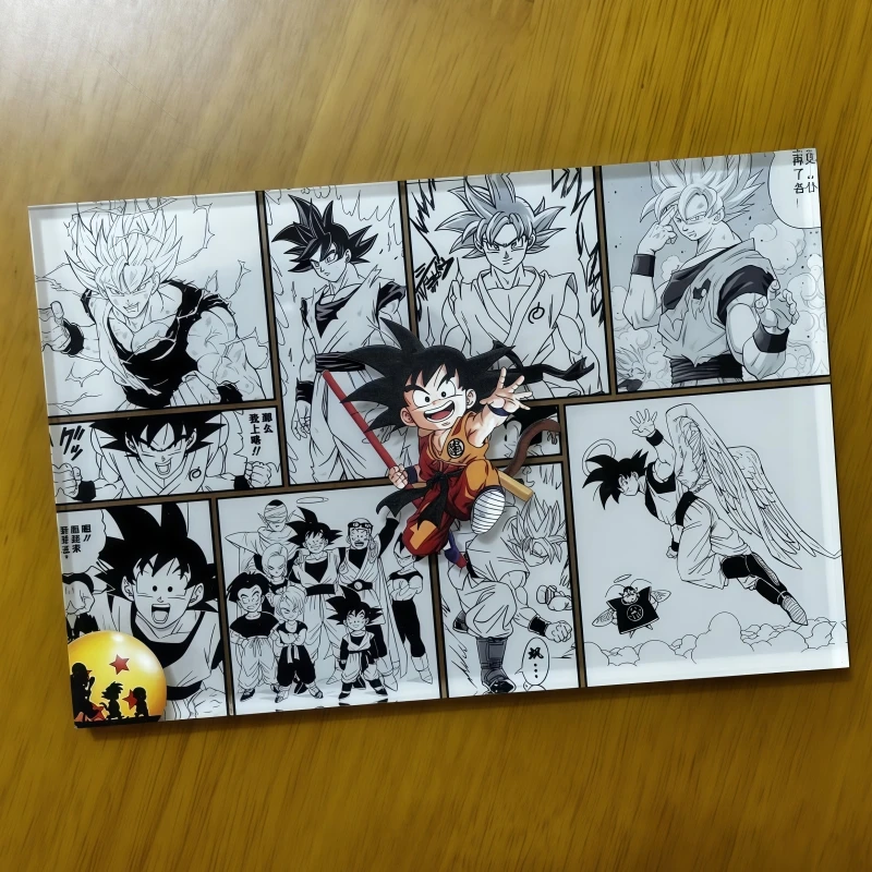 15*10*1cm Dragon Ball Goku Acrylic Card Brick Cartoon Anime Super Saiyan Kakarot figure stand Children's toy collectible gift