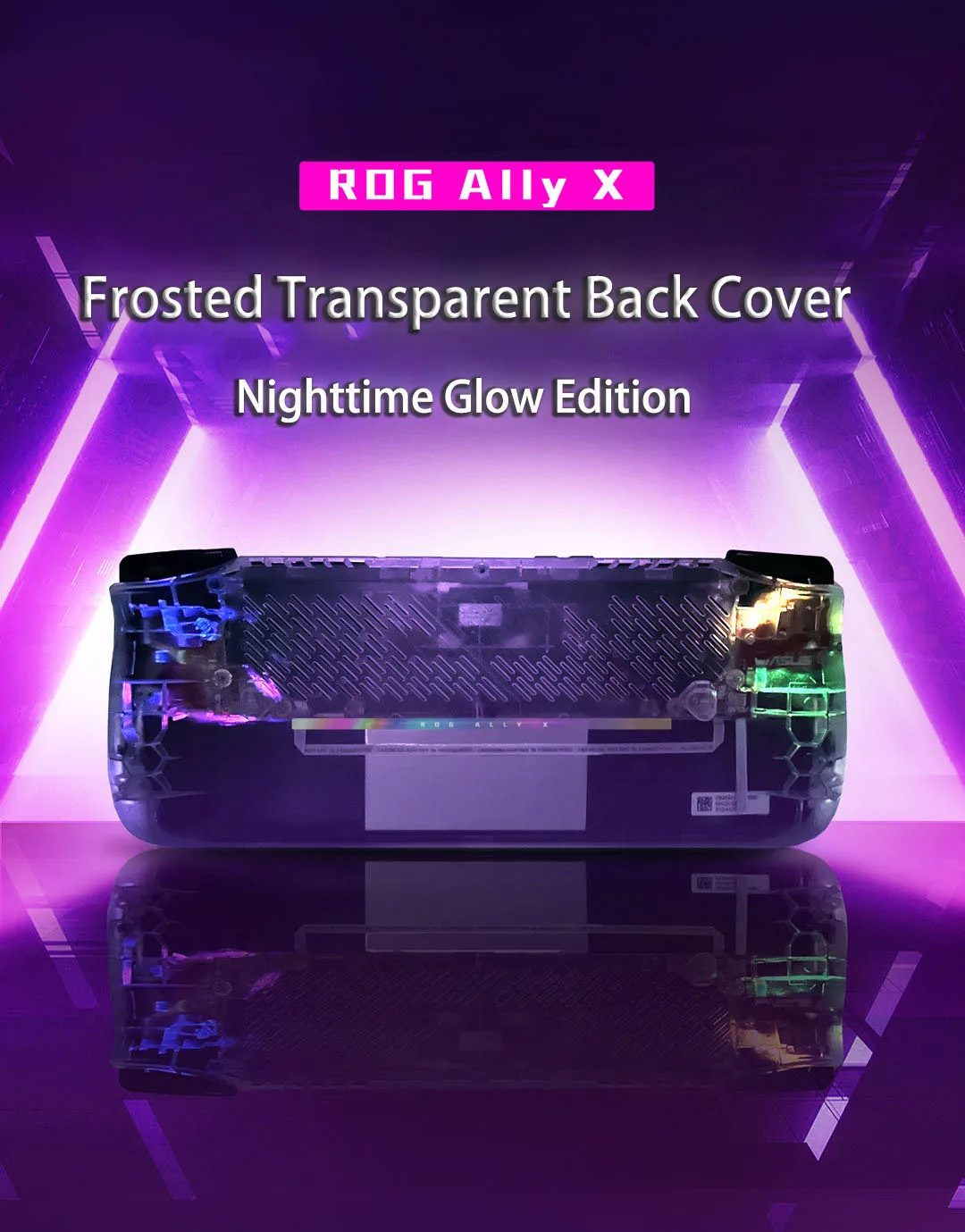 Transparent Back Cover compatible with ROG Ally X - Replacement Shell with Enhanced Ventilation , Crystal Clear/Transparent Gray