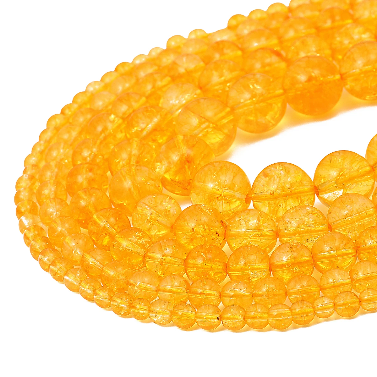 Natursteinperlen, Citrinperlen, gelber Quarzkristall, runde lose Abstandsperlen für die Schmuckherstellung, DIY-Armbänder, Halskette – Detail 5