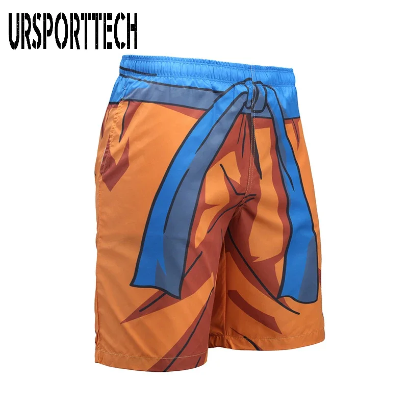 URSPORTTECH Beach Shorts Men Bottoms Quick Dry Print Swimming Surfing Shorts Summer Draw String Elastic Waist Short Men Swimwear