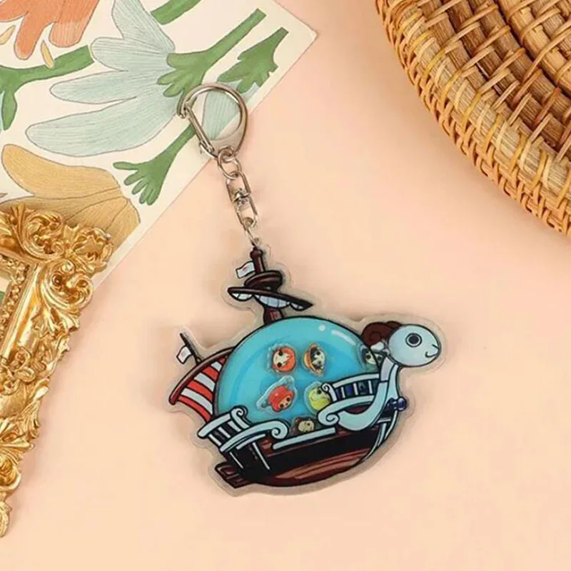 LLavero de una pieza de la serie Anime clásica, muñeco Luffy Zoro Sanji, colgante de Material acrílico, llave, bolso escolar, regalo para estudiantes