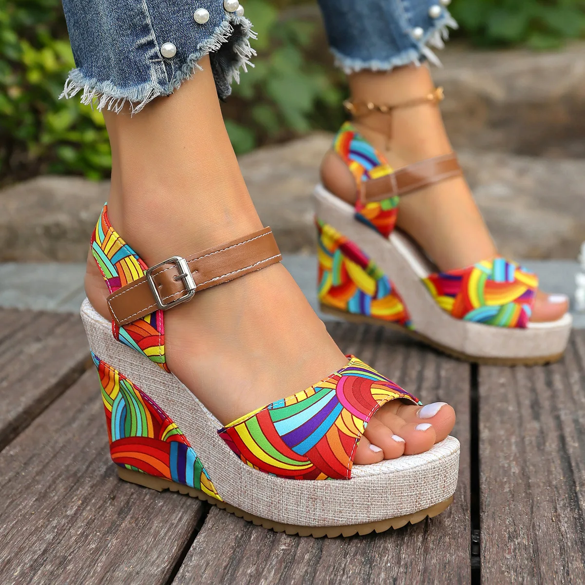 

Women Sandals Fashionable Thick Heel Fish Mouth Sandals Candy Colored Open Toe Summer Shoes Lightweight Rubber Sole Ladies Shoes