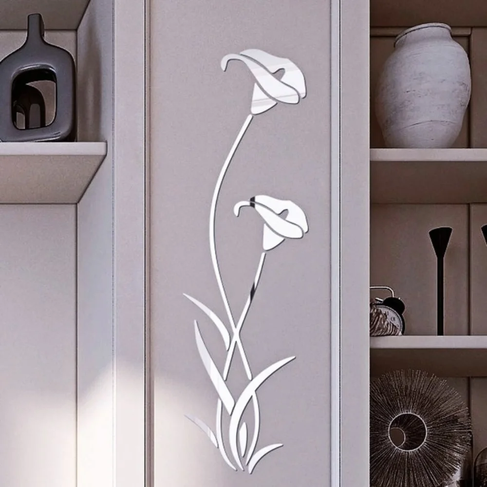 Creative 2026 Acrylic Mirror Wall Stickers Small Flowers 3D Wall Decor Reflector Wallpaper Home Decor High-end Accessories