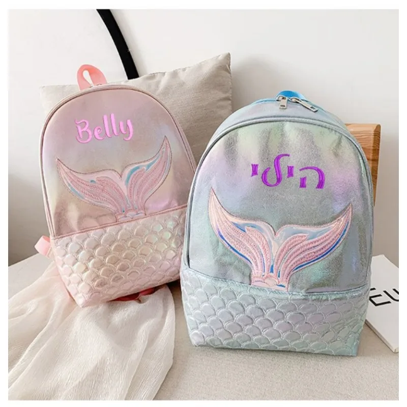 Personalized Mermaid Embroidered Backpack Custom Name Embroidery School Bag Book Bag Back to School Backpack Gift for kid