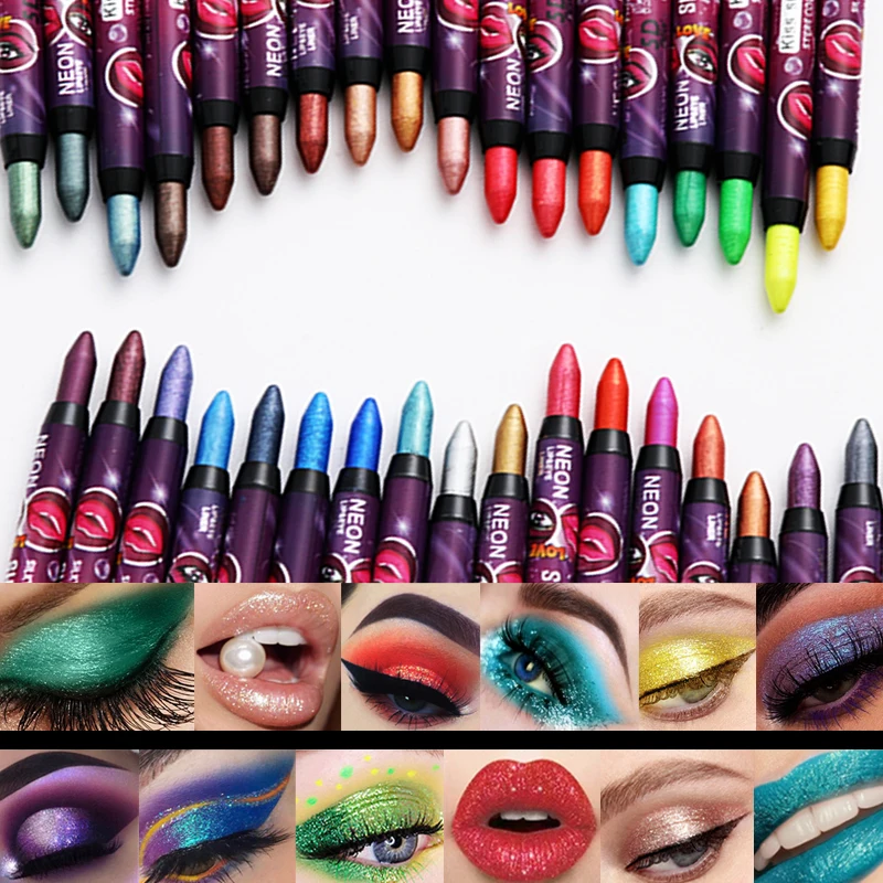 24 Colors Eyeshadow Stick Lip Pencil Pearl Shiny Silkworm Lasting Waterproof Shimmer Eye Shadow Pen Makeup Cosmetics