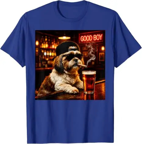 Lustiges Shih Tzu beim Biertrinken Grafik-T-Shirt „Guter Junge Hund“ Meme Y2k Hundebesitzer Nachtclub Bar Leben Grafik-Bekleidung Trinkfeste Männerkleidung – Detail 13