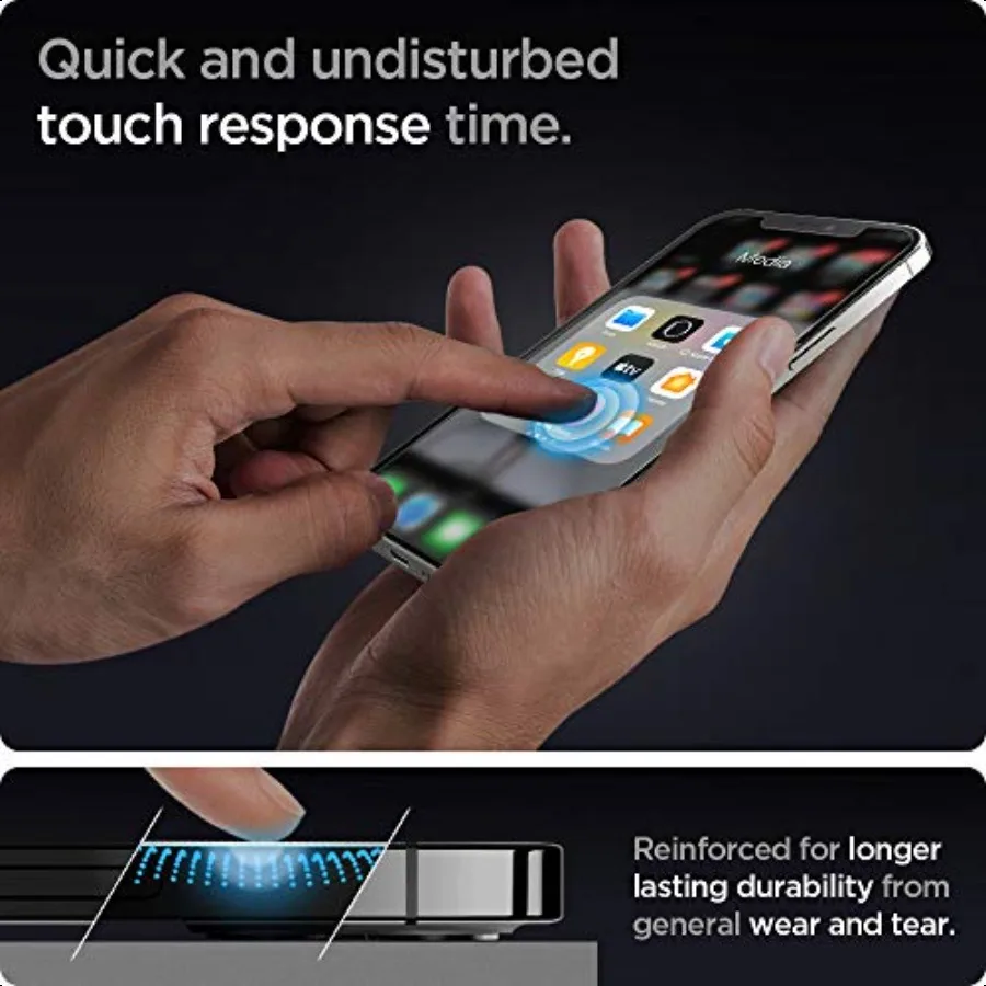 واقي شاشة من الزجاج المقوى [GlasTR EZ FIT] مصمم لهاتف iPhone 12 2020 iPhone 12 Pro (2020) [صديق للكيس] عبوتان