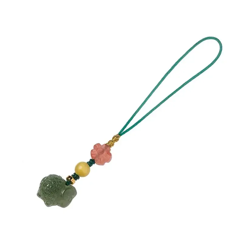 Natuurlijke Hetian Jade Dit Jaar Dierenriem Schapen Mobiele Telefoon Ketting Vrouwen Prachtige Schattige U Disk Bag Kleine Hanger Vriendin Cadeau