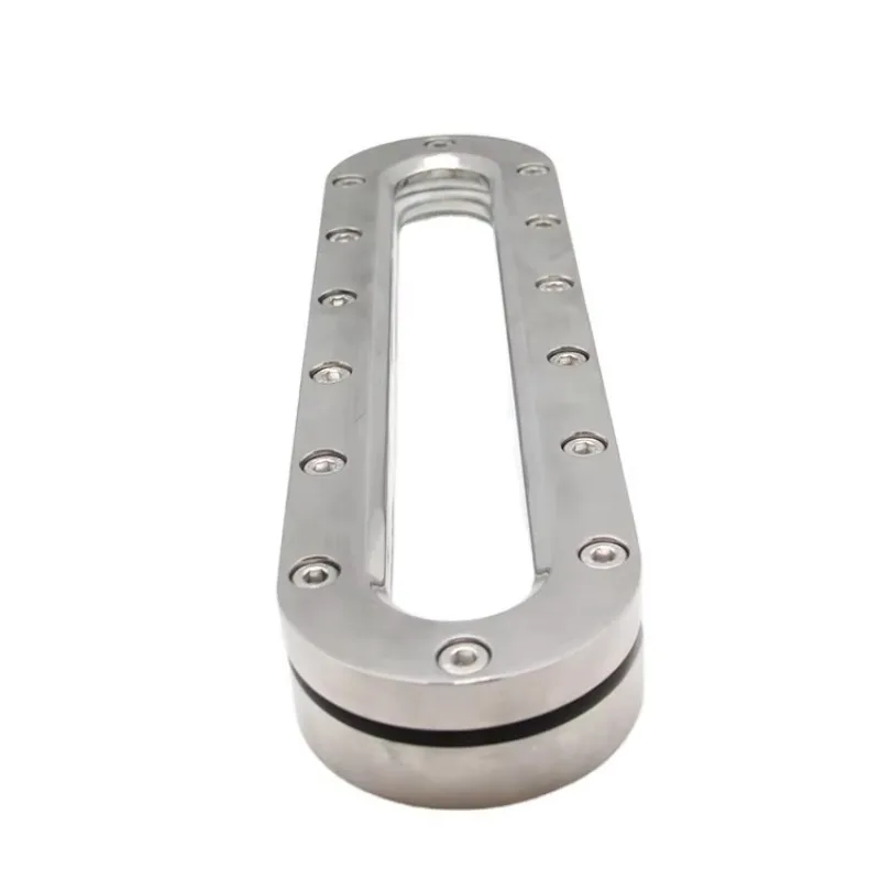 Elongated Ellipse Obround Sight Glass Fitting to Stainless Steel SS304 SS316L Level Indicator Toughened Soda-lime Glass OEM/ODM