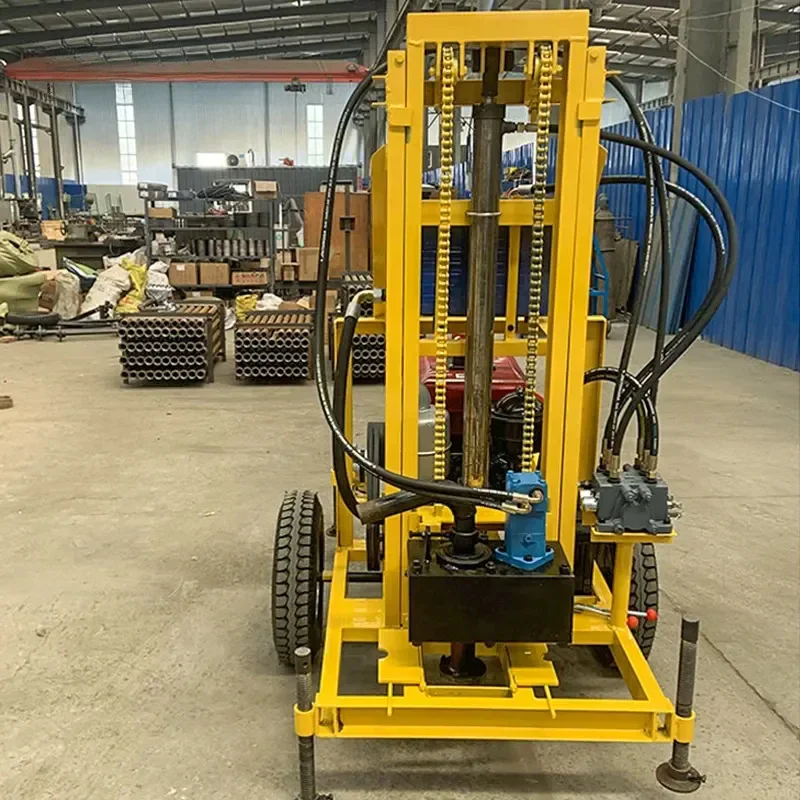

100 Meters Portable Two Wheels Small Water Well Rock Drilling Multi-function Water Well Drilling Rig Borehole Machine Poland