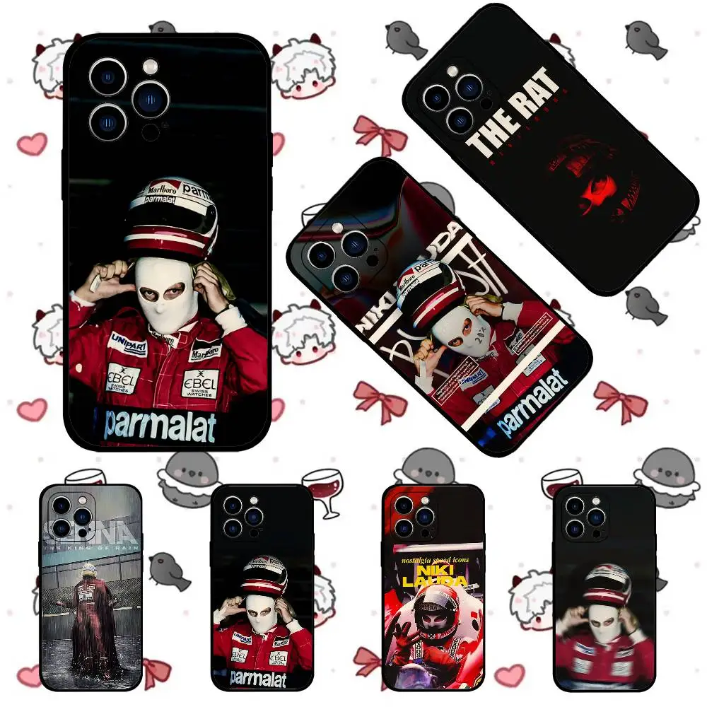 Cool-N-niki Lo-lauda S Handyhülle für iPhone 17 16 15 14 13 12 11 X XR XS Plus Pro Max Mini Weiche Schwarze Schutzhülle