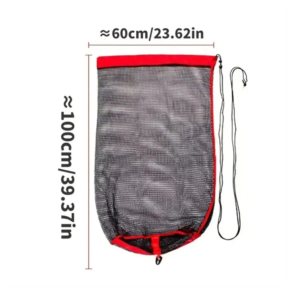 Sac en maille de pêche à cordon, Protection du poisson, panier de pêche, filet de poisson vivant, poche pliante et épaisse, Cage, outil de matériel