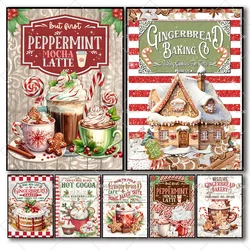 1PC Christmas Hot Chocolate Candy Gingerbread Poster Self-adhesive Art Waterproof Paper Sticker Coffee House Bar Room Wall Decor