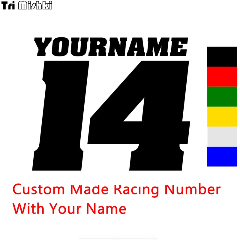 Tri mishki HZX1344 numéro de course sur mesure avec votre nom autocollant de voiture autocollants en vinyle accessoires de moto autocollant réfléchissant
