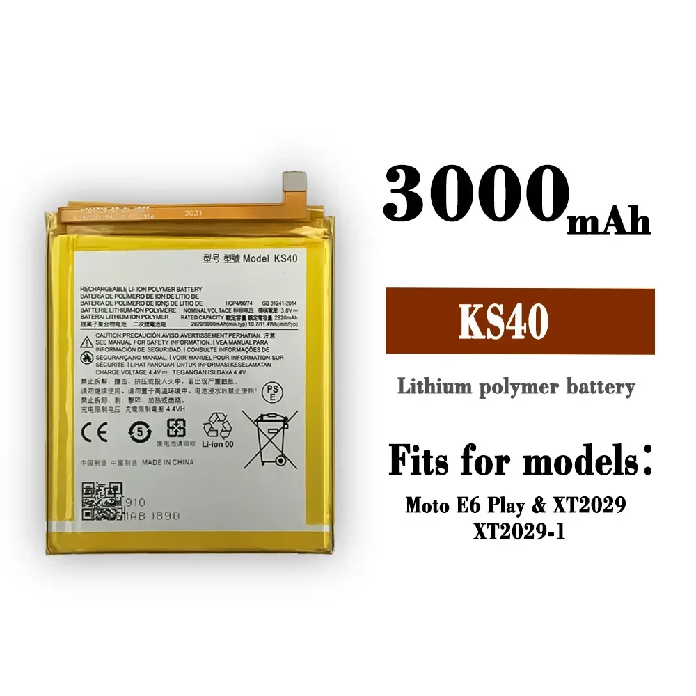 3000mAh Replacement Battery For Motorola Moto E6 Play XT2029 XT2029-1 KS40 KS 40 Bateria Batteries + FREE TOOLS