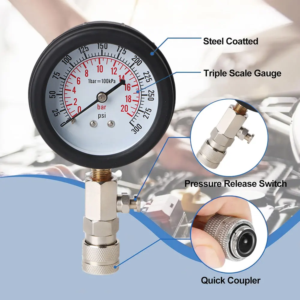 Professionelles Druckmessgerät Benzinmotor-Kompressionsmesser Automobil-Zylindertester-Set mit M10 M12 M14 M18 Adapter – Detail 9