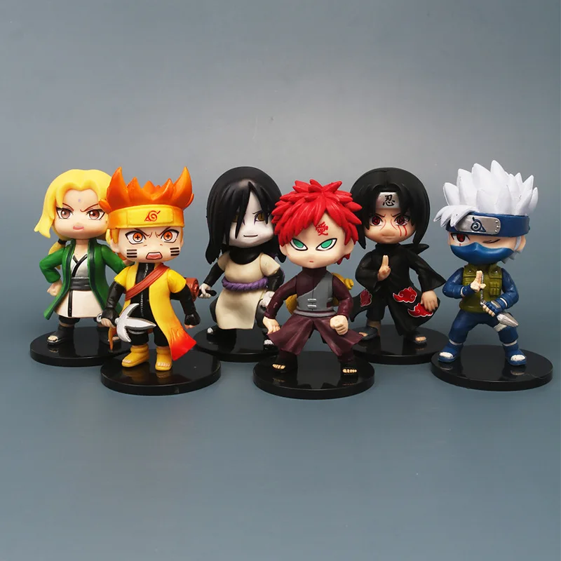 

6pcs/set Anime Naruto Kakashi Tsunade Gaara Uchiha Itachi Figure Model Ornaments Q Version PVC Character Doll Children's Gift