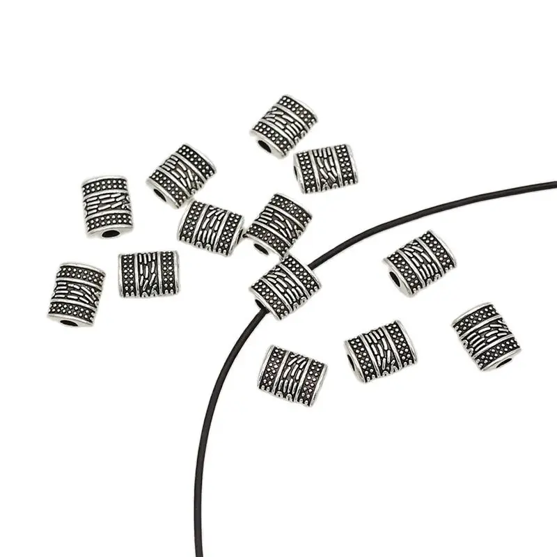 10pcs/Lot Vintage Flat Square Geometry Loose Beads 9x7mm Bracelets Necklace DIY Crafts Jewelry Spacer Charms Alloy Accessories