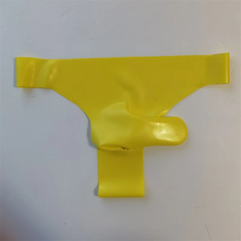 Latex Underwear Men's Sexy Lingerie Rubber Briefs with Penis Sleeve Condom Seamless One Piece Safety Panties Transparent Hombre image 6
