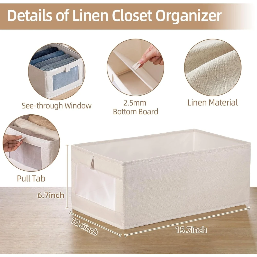 Organizery do szafy na bieliznę, pojemniki do przechowywania, kosze do organizacji, składany organizer z przezroczystym okienkiem na ubrania, jeansy, półki