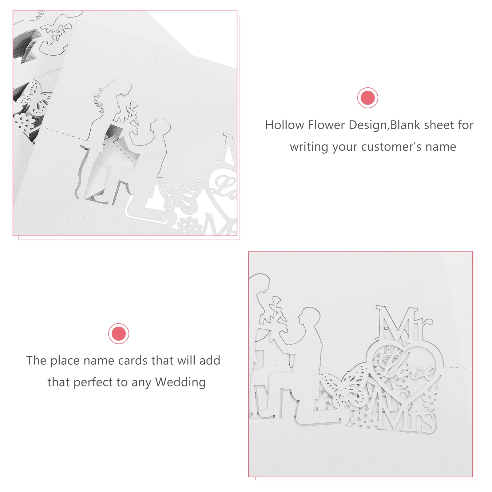 

50pcs Laser Seat Hollow Design Table Place Cards for Wedding Party Blank Name Cards Table Decorations Printing Products