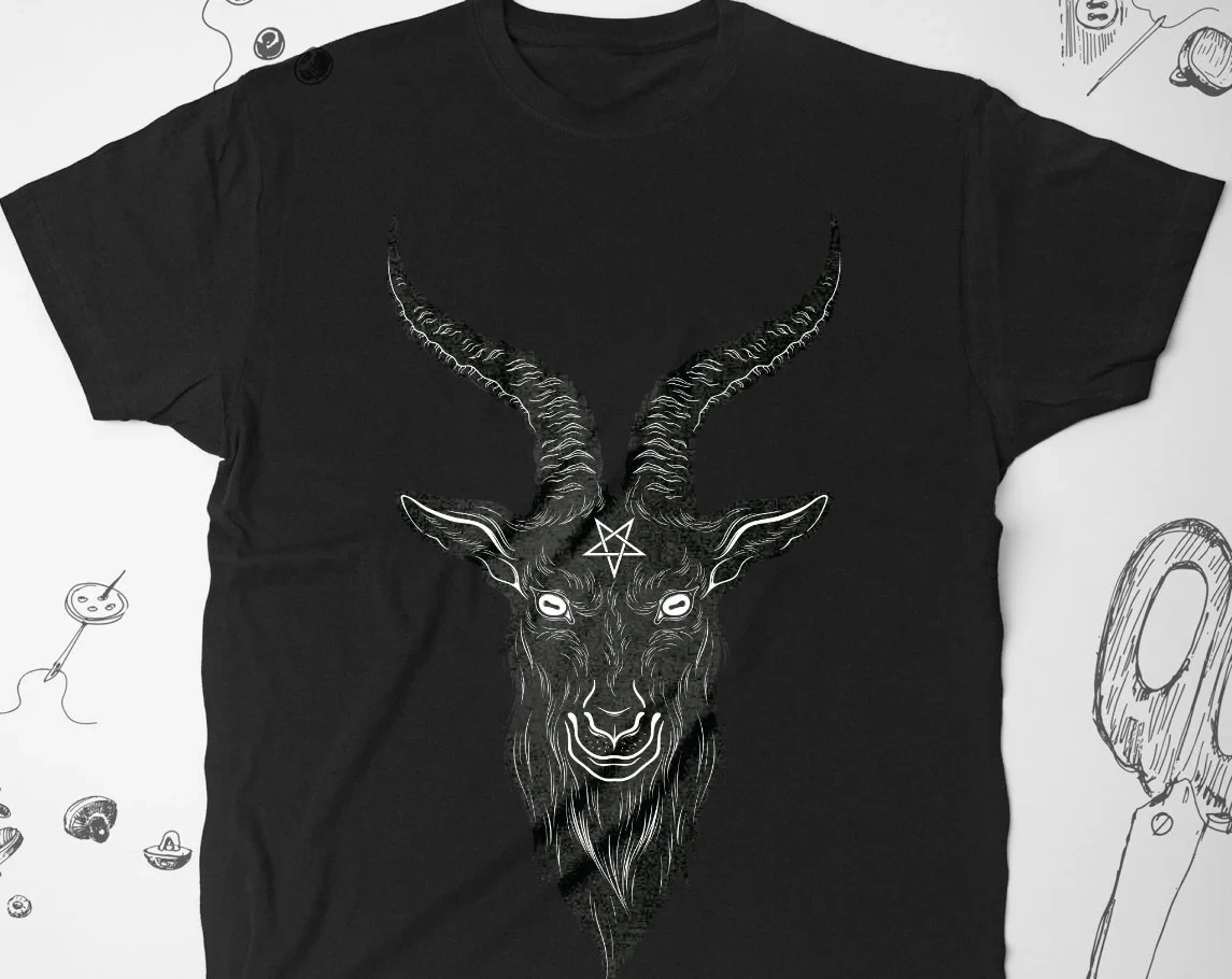 Satan Shirt for Men Women Girl Tee Goth Occult Graphic Shirt Guy Animal Goat Gothic Baphomet Pentagram Unisex Shirt Gift Idea