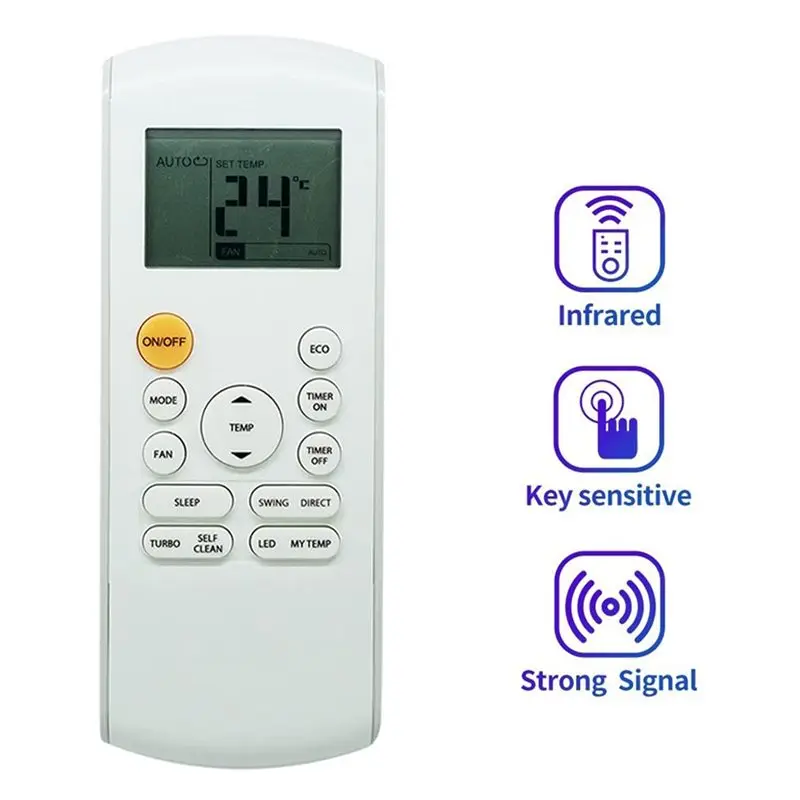 A33T Remote Control for Midea Air Conditioner RG57A7/BGEF RG57A6/BGEFU1 CR166-RG57A6EU-6, Replacement, White, 3 Pack