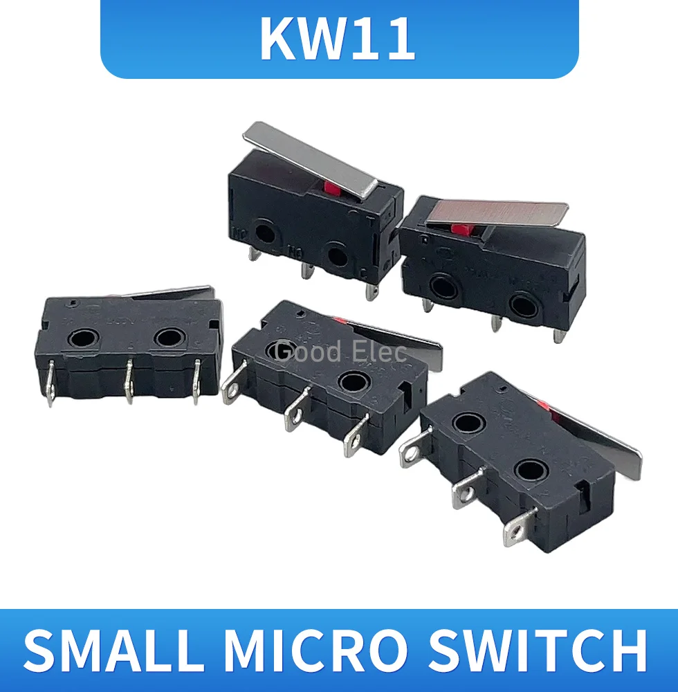 5pcs  KW11 Small micro limit switch mechanical stroke 5A 125/250V~10T85 self-reset foot