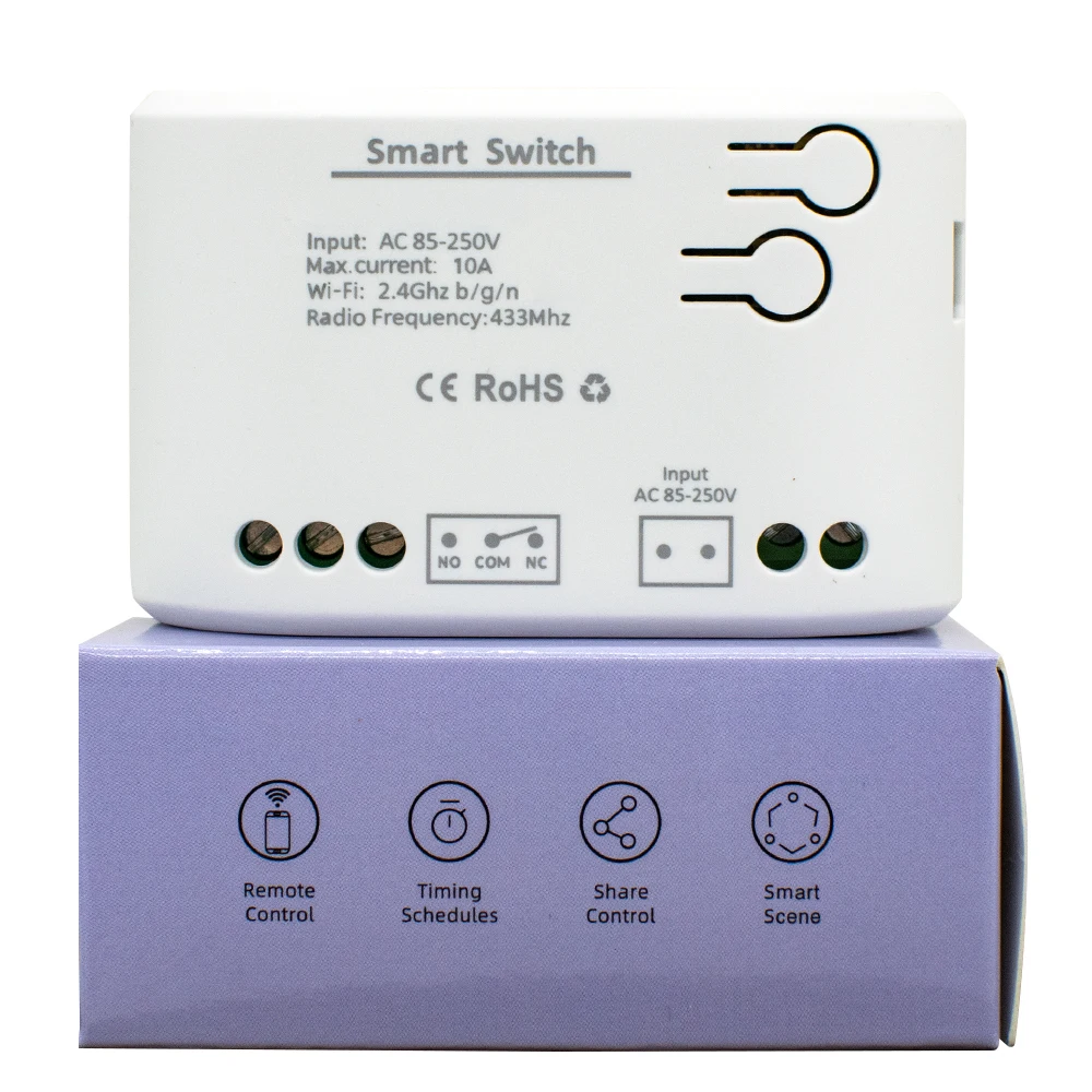 1-позиционный 7-32 В переменного тока 85 В-250 В, переключатель умного дома TUYA, модуль Wi-Fi RF433, функция радиоуправления, самоблокирующийся прием