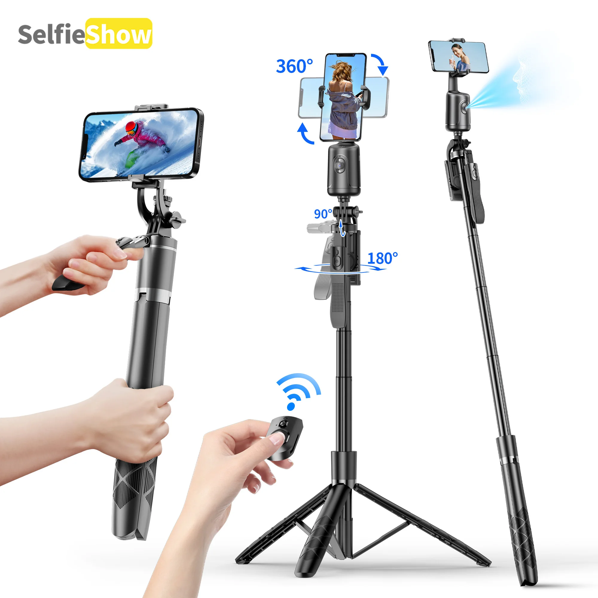 

P01 Auto Face Tracking Gimbal AI Camera Desktop Smart 360 Rotation Phone Holder Stabilizer Stand Monopod For Smartphone Live