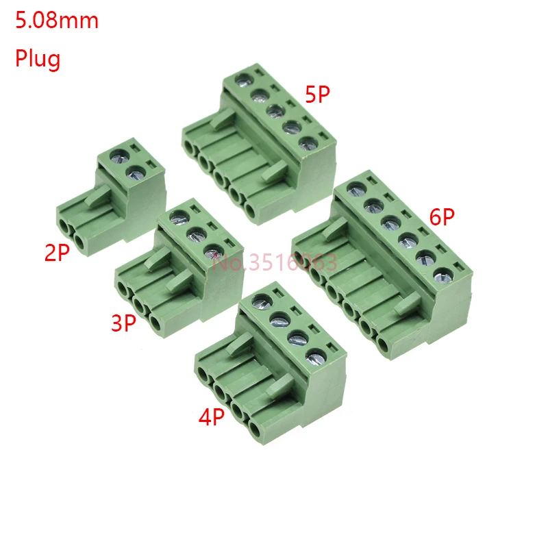 10PCS 2.54/3.81/5.08MM 2EDG 15DEG 2/3/4/5/6/7/8 Pin Screw Terminal Block Connector Pitch Plug+Straight/Curved Needle Pin Socket