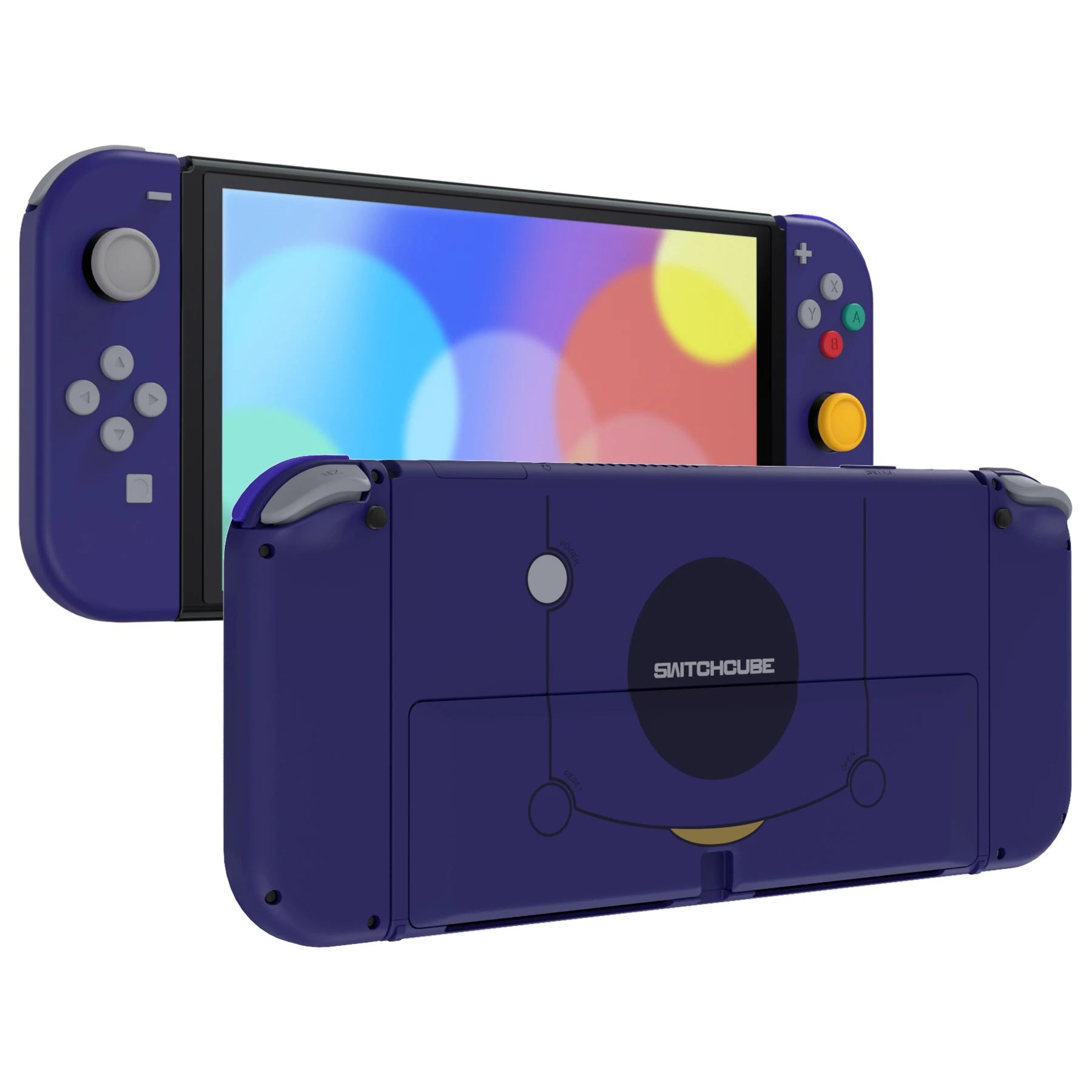eXtremeRate Custom Full Set Shell, Ersatz-Rückplatte aus Metall, Joycon-Gehäuseknöpfe für Nintendo Switch OLED
