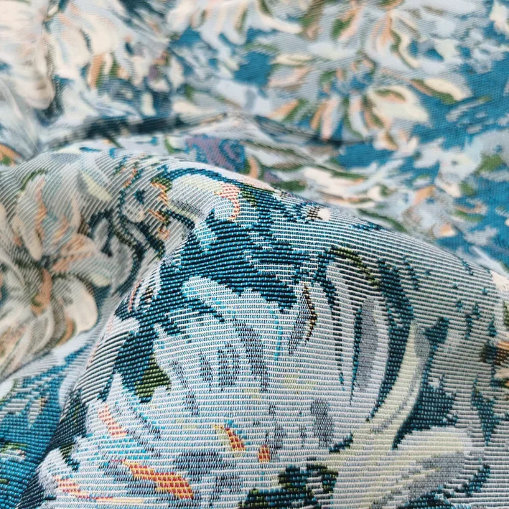 

Окрашенная пряжа жаккардовая ткань, осень-зима, плотная картина маслом, плащ с хризантемой, платье, костюм, модный дизайн, оптовая продажа, ткань