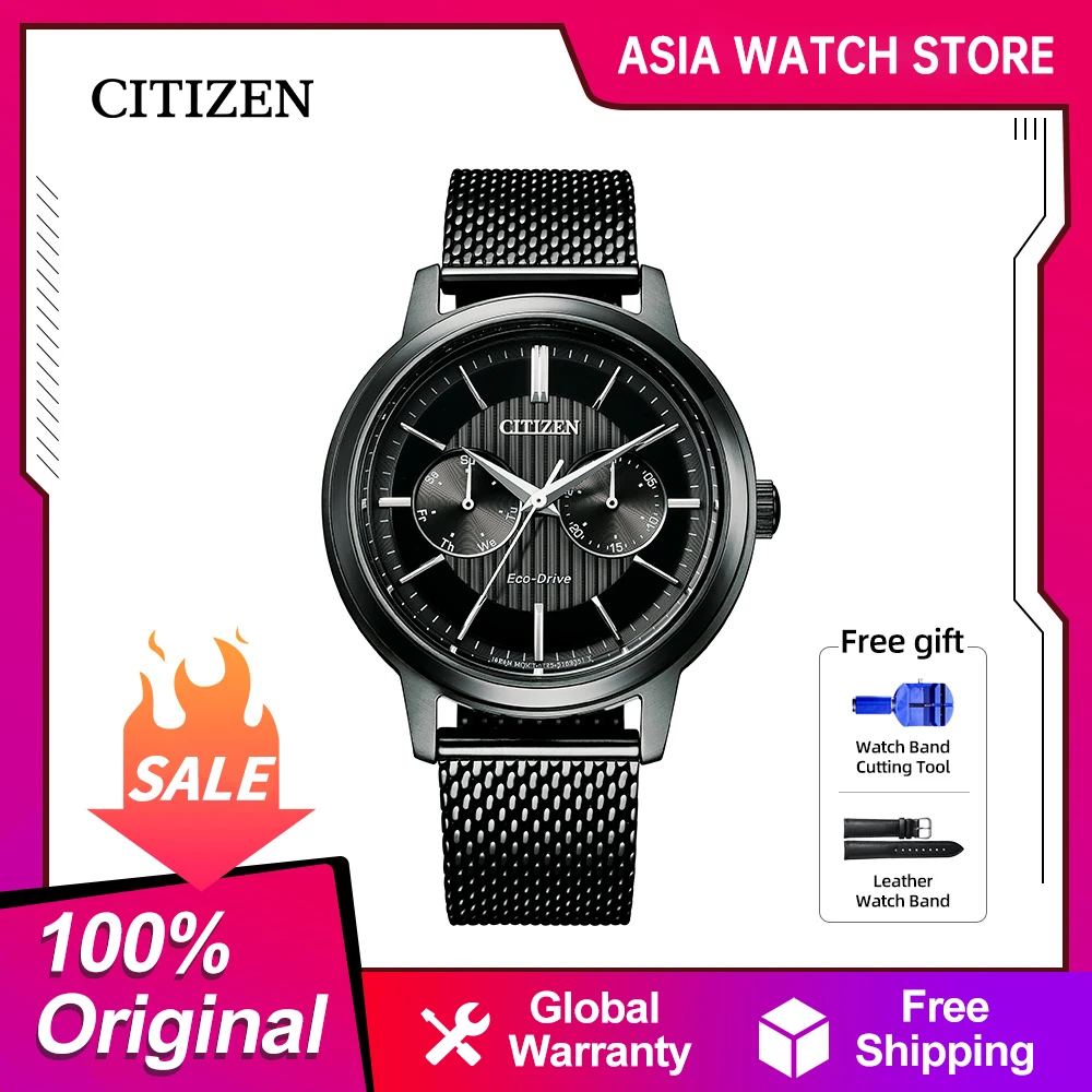 Original CITIZEN Japanese Men Watch Eco-Driver Fashion 100m Waterproof Business watch Stainless Steel  BU4034-82E