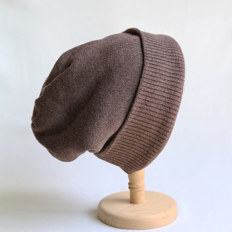 6 cores sólidas gorros de caxemira real chapéu de inverno para mulher chapéu acrílico mulher outono quente crânios para homem atacado
