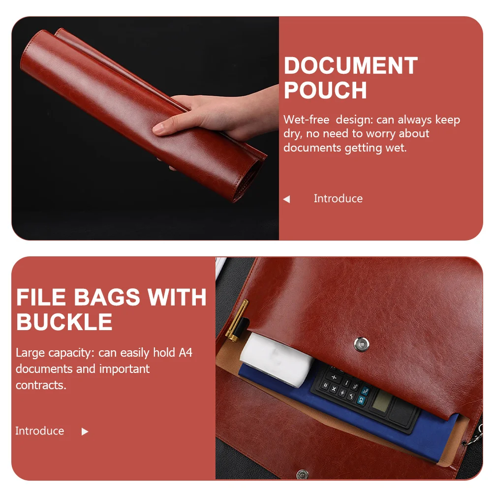 

A4 Document File Organizer Bag PU Folder Bag Carrying Case Large Capacity Dry Design Portable Document Pouch for Men Women File