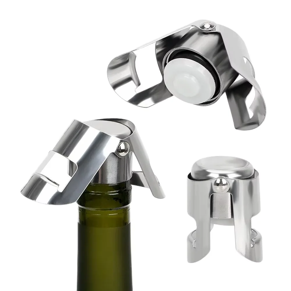 Tapón de botella de vino, tapón de corcho para botella de cerveza y vino, tapón espumoso de champán de acero inoxidable, herramientas de barra, tapón de botella de sellado de 1 ud.