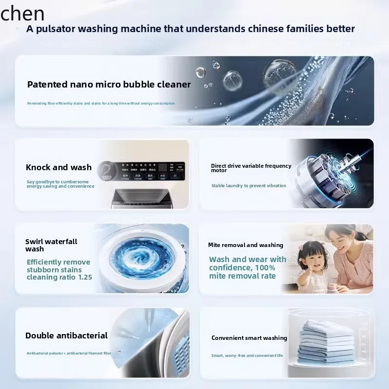 Pralka z pulsatorem LXC, automatyczna pralka o dużej pojemności, automatyczna pralka z niebieskim światłem, pranie w akademiku, suszenie