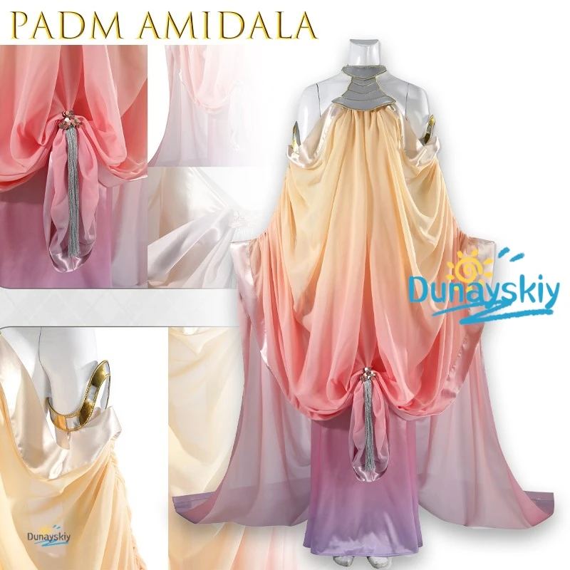 

Padme Amidala Fantasy Lake Dress Cosplay Costume Adult Women Space Battle Movie Roleplay Fantasia Disguise Outfit