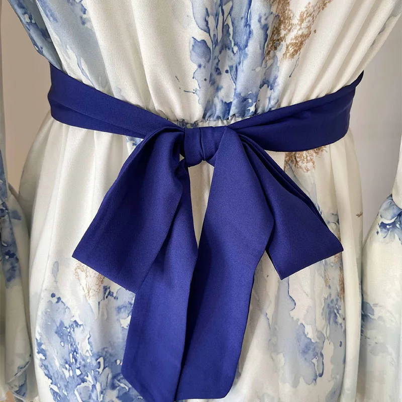 Dames lente zomer bloemenprint Boho lange jurk vlindermouwen hoge taille gala zonnejurk sexy V-hals vakantie maxi-jurken